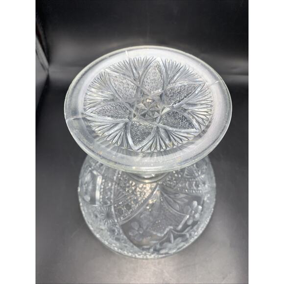 Vtg Depression Glass Classical Covered Pedestal Candy Dish Bowl Lidded **CHIP** - Picture 12 of 13